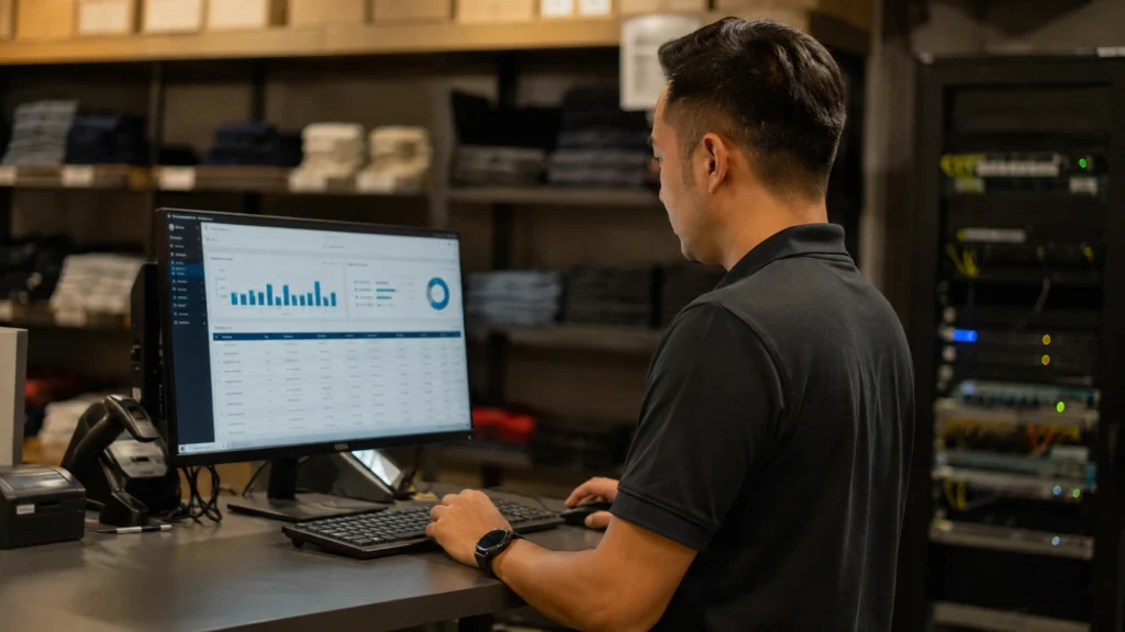 Retail store back office with managed IT and inventory management system